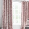 Catherine Lansfield Blush Pink Crushed Velvet Eyelet Curtains - blush pink