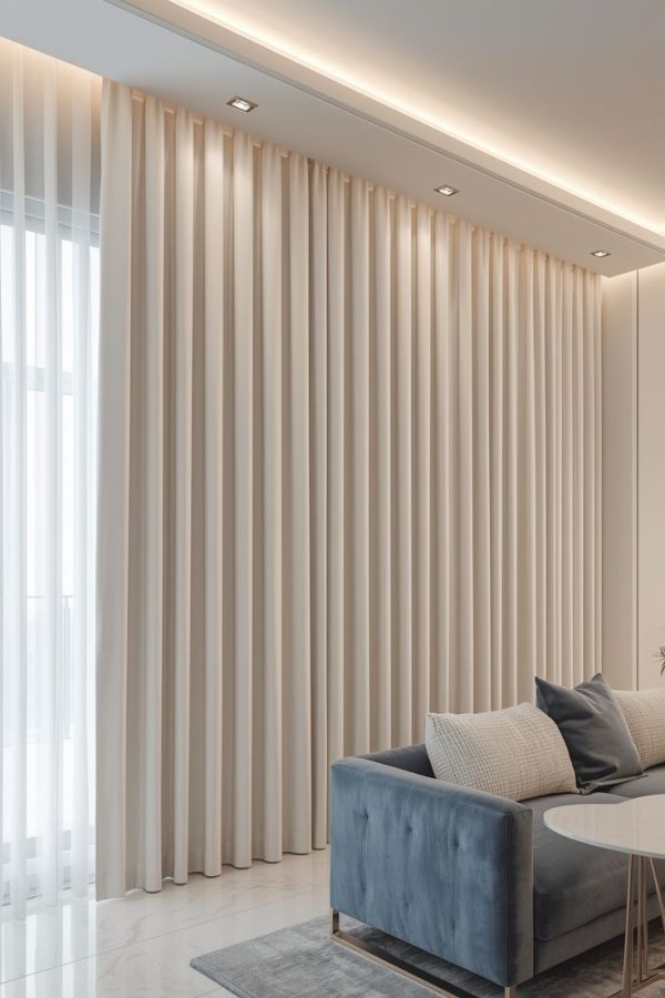 Thick light grey Curtains for Living Room